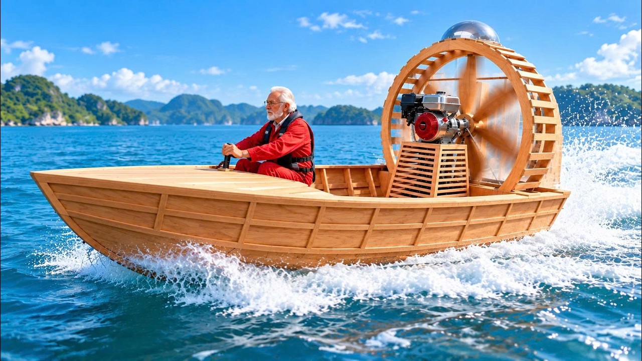 Full Process Build Wind-powered Wooden Boat of a 50 Year Old Master Craftsman