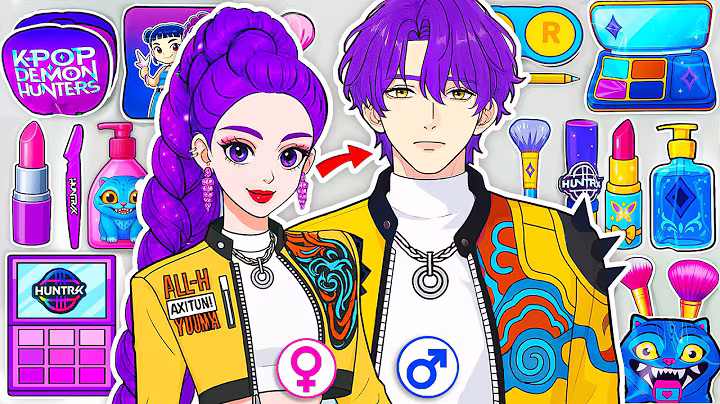Paper DIY🎀KPOP DEMON HUNTERS Rumi Gender Swap Skincare + Makeup Blind Bag Unboxing ASMR| Rumi as BOY