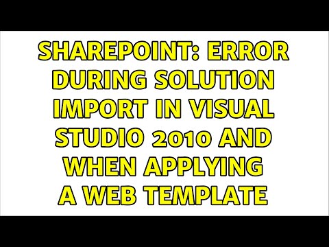 Sharepoint: Error during solution import in Visual Studio 2010 and when applying a web template