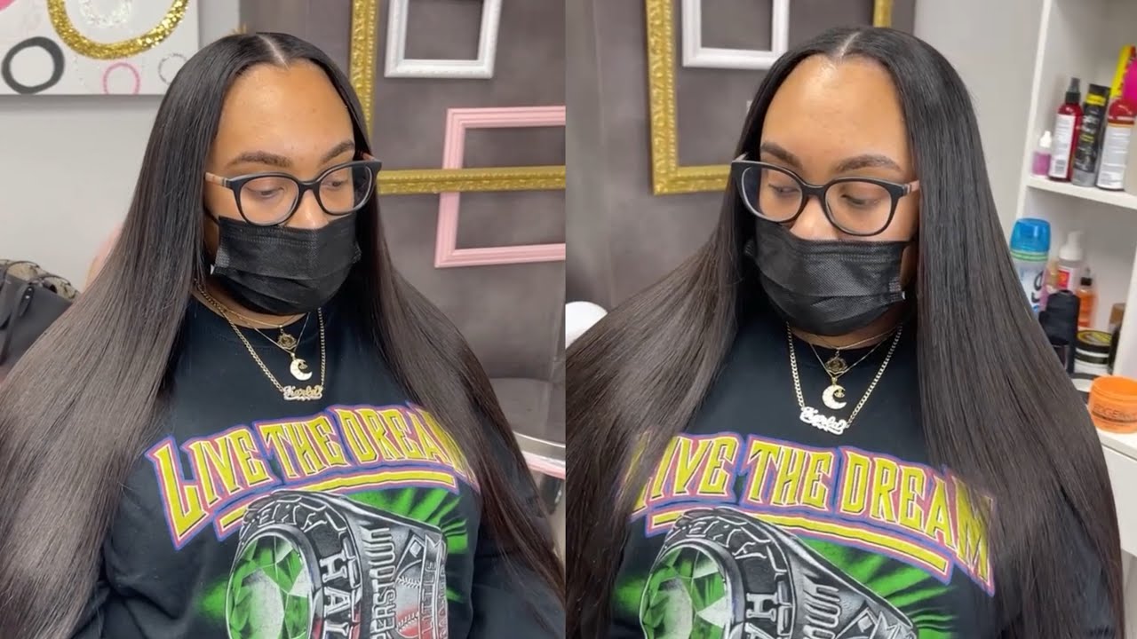 WATCH ME WORK Middle Part Traditional sew in/Basic sew in YouTube
