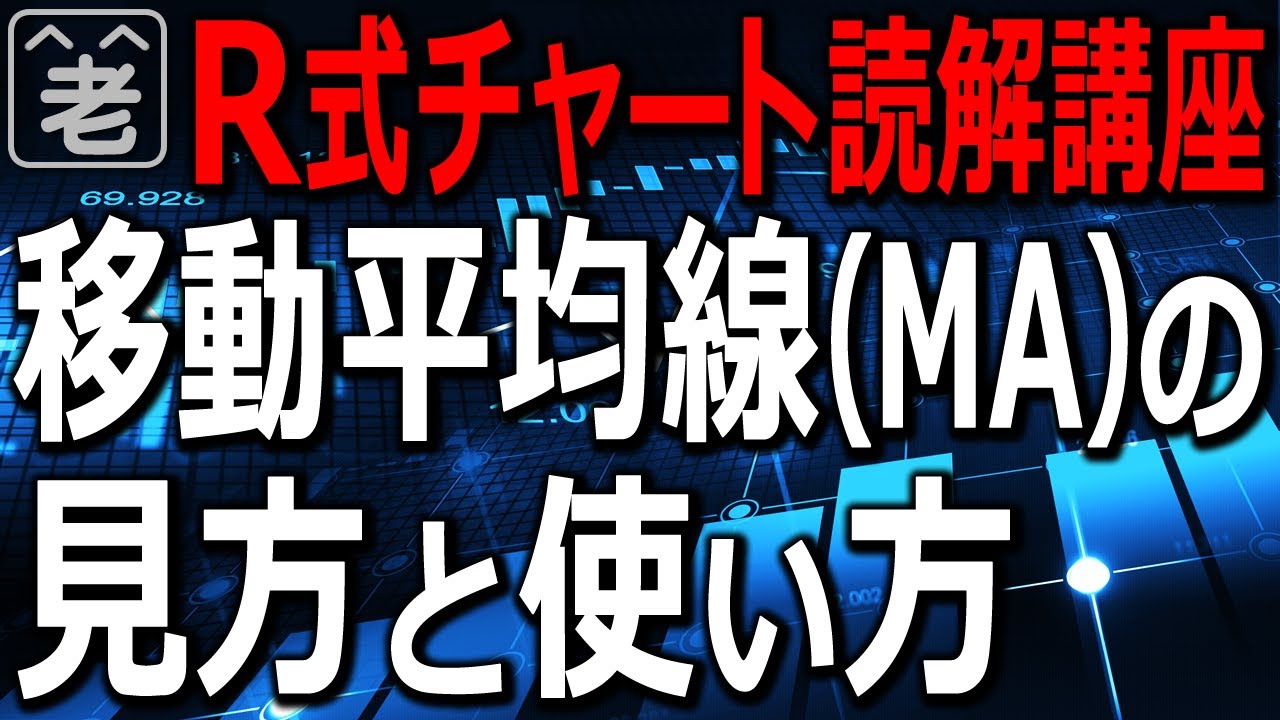 R式チャート読解ミニ講座「移動平均線(MA)の見方と使い方」。リスナーさんからの質問に答える形で、5MA、25MA、200MAとは何か？どう見ればいいか、実際のトレードにどう使えばいいか？を解説。