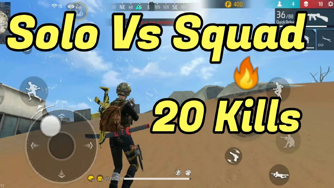 Solo vs Squad Free fire Kelly || Solo vs Squad 1 Vs 50 - YouTube