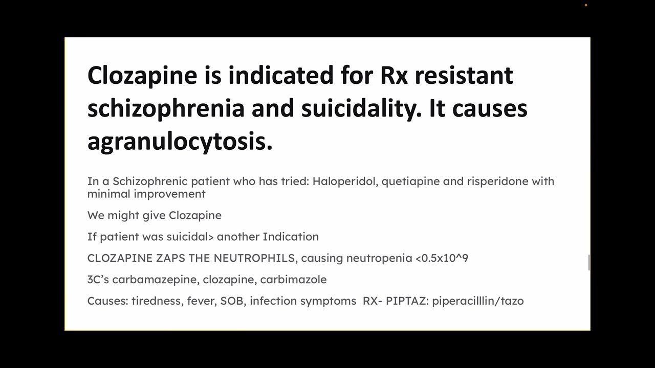 What is the lifethreatening sideeffect of clozapine? YouTube