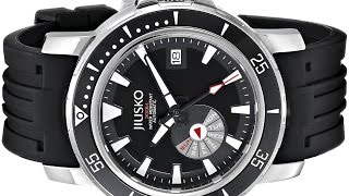 Jiusko Mens 24 Jewel Automatic Deep Dive Scuba Watch 300M With Black Rubber Strap