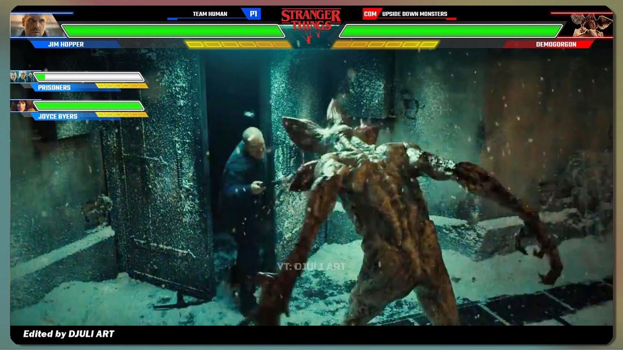 Demogorgon VS Jim Hopper WITH HEALTHBARS⚡️Prison Fight Scene - Stranger Things