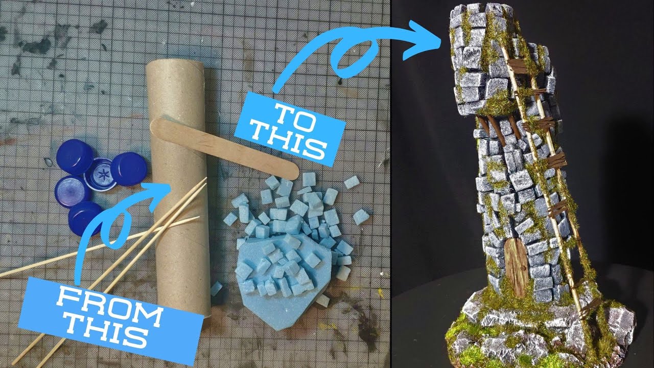 Craft Tutorial - How to Easily Build Tower Ruins For Dungeons & Dragons (Tabletop Terrain)