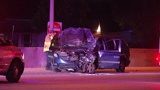 Driver goes wrong-way, crashes head-on into minivan with family of 5 inside, police say