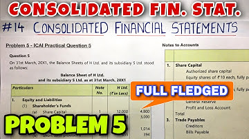#14 Consolidated Financial Statements - Problem 5 with Balance Sheet - CA INTER - By Saheb Academy