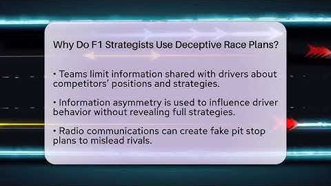 Why Do F1 Strategists Use Deceptive Race Plans? - Pole Position Experts
