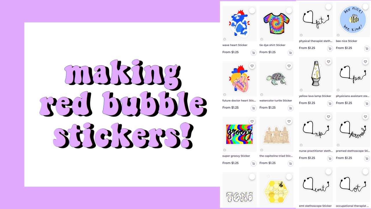 DIY red bubble stickers: using your physical drawings/ paintings AND  digital art 