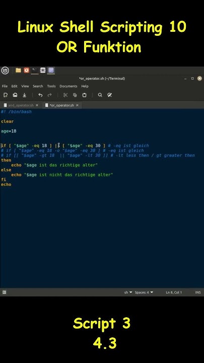 Linux Shell Scripting 10 - OR Operator / Script 3 4.3 - YouTube