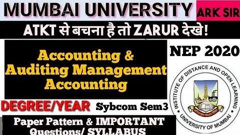 Accounting & Auditing Management Accounting |Sybcom sem3|Syllabus Sybcom sem3 Nep Pattern |Ark sir