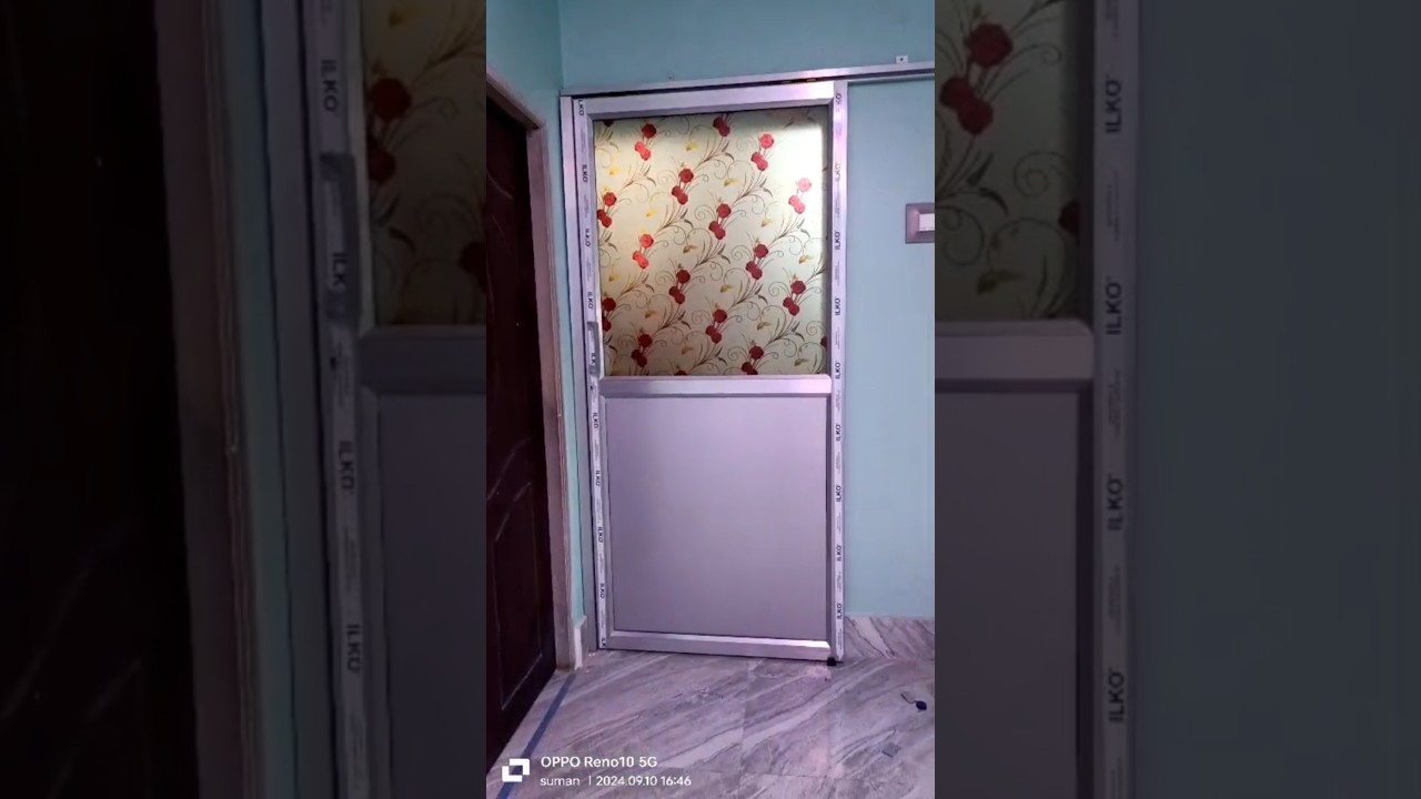 Aluminum hanging door 3.5 printed glass 