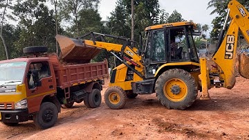 Jcb 3dx loading powdered soil in dumper truck using front hoe #jcb #jcb3dx #jcbcartoon #jcbgame 