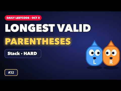 Longest Valid Parentheses | LeetCode 32 | Daily LeetCode (Oct 3) | Stack in Java, Animated