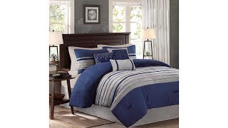 Madison park | palmer 7 piece comforter set navy blue and gray
california king pieced microsue