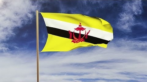 4K Brunei flag with cloud waving in the wind. Green screen, alpha matte. Loopable animation Stock