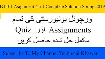 BT101 Assignment No.1 Complete Solution Spring 2019 /Virtual University /khawar Hussain