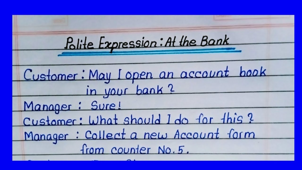Polite Expression: At the bank|| conversation with bank manager in English||
