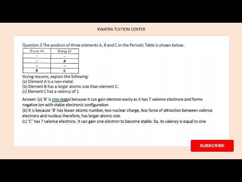 Question.3 The position of three elements A, B and C in the Periodic Table is shown below: