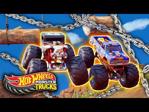 🏔️ Acorrentados na Mayhem Mountain! | Hot Wheels Monster Trucks