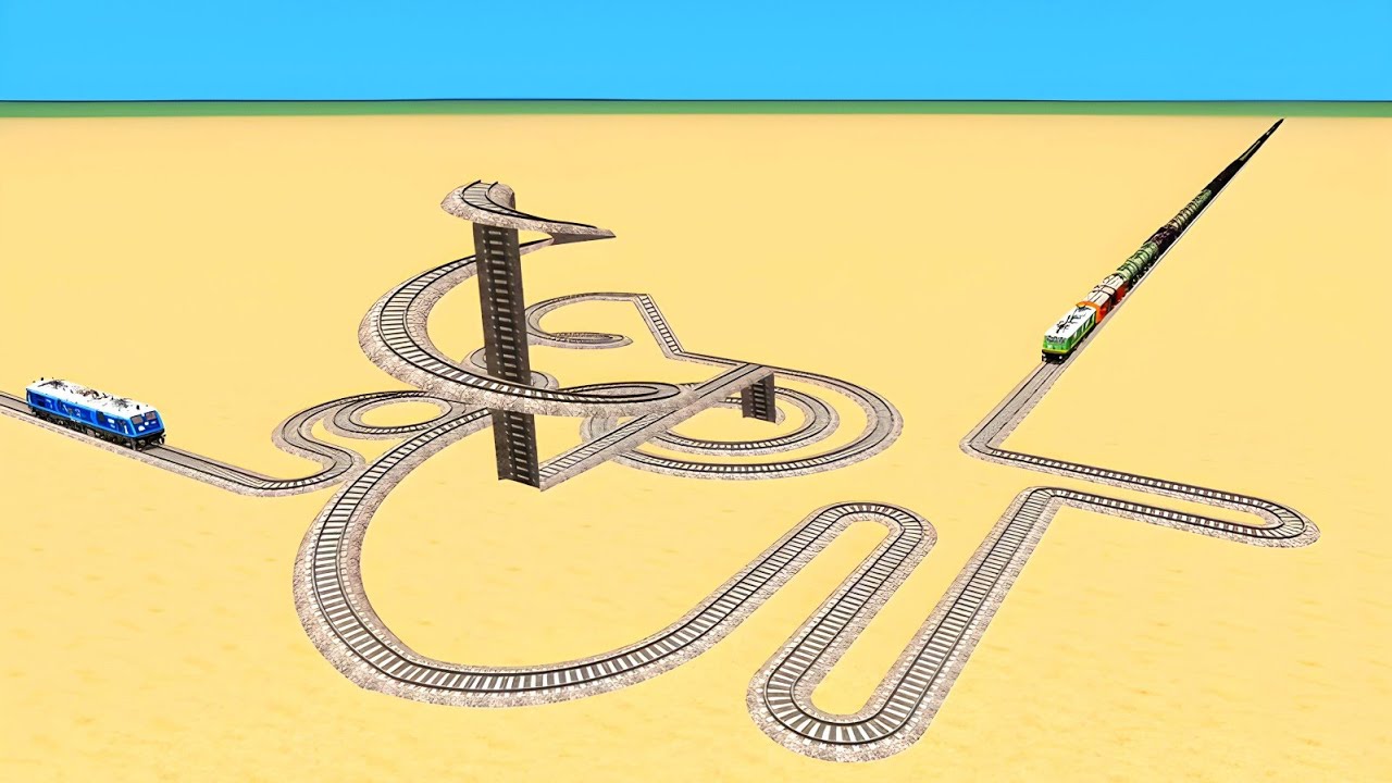 TWO TRAIN ON SAME TRACK AND CIRCLE SLEEP💖 TRACK ZIG ZAG RAILROAD RAILWORK BEANG DRIVE