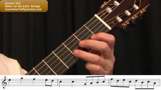 learning notes on guitar: notes on the e,b and g-strings lesson 10.1