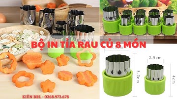Bộ Khuôn In Tỉa Rau Củ Quả 8 Món (Bộ Lớn Inox Cao Cấp Không Rỉ) ,Cắt Tỉa Hoa Quả Thành Nhiều Hình