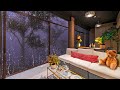 Quiet soothing rain outside the window of a cozy bedroom for deep sleep and meditation 2