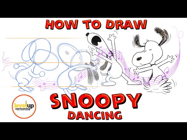 How to Draw Snoopy from Peanuts Dancing - Really Easy Drawing Tutorial