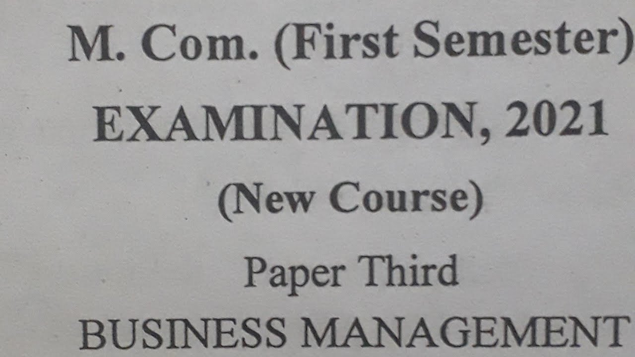 Business Management Paper3 first semester YouTube