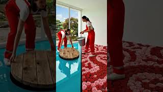 Cyan and Pink Epoxy Floor Is INSANE🔥 #epoxy #epoxyfloor #luxury
