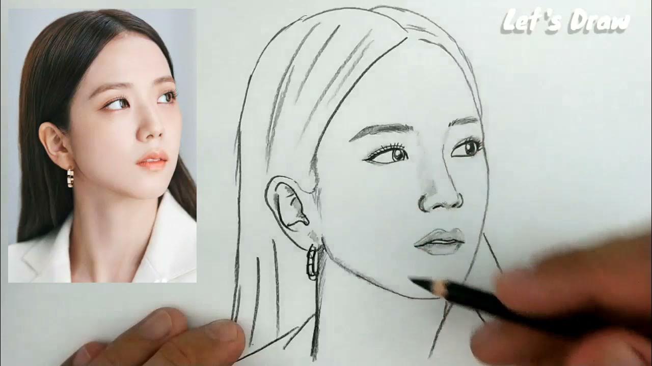 VERY EASY ,real time drawing kim ji soo blackpink kpop girlband from ...