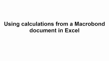 Accessing Macrobond data in Excel