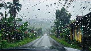 Driving In Heavy Rain - SLEEP with HEAVY Rain 🌧️💤 - Relaxing DRIVE Through Villages & Fields 🚗