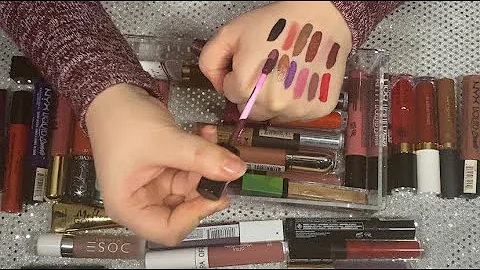 ASMR Showing You My Lipsticks 💄(rummaging, swatching, lid sounds, tapping, etc) ~ No Talking