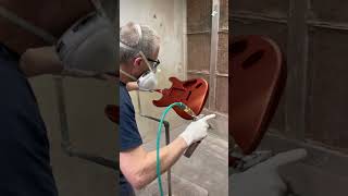 Spraying Black Cherry Metallic - Nitro finish! #groshguitars