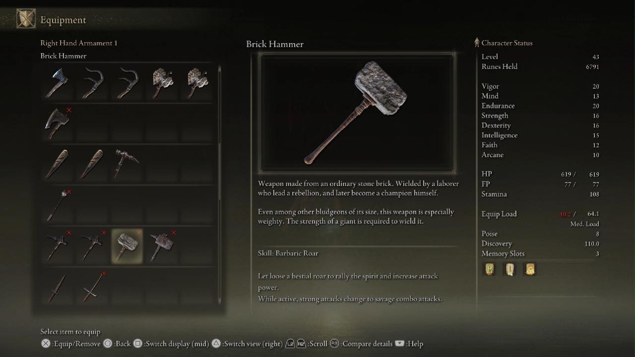 ELDEN RING Brick Hammer weapon YouTube