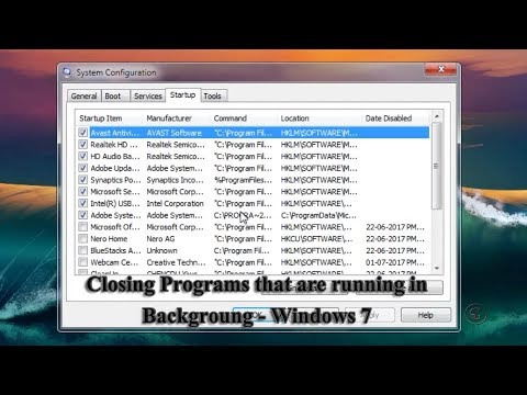 Close/stop Programs running in Background - Windows 7