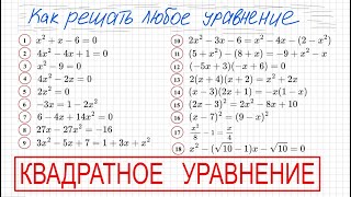 Как решать квадратные уравнения Решите уравнение 8 класс 9 класс Дискриминант Теорема Виета Формулы