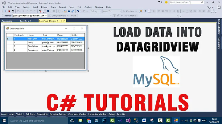 C# Tutorials - Load Data Into DataGridView From MySQL Database