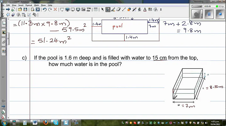 Finding area, volume of a swimming pool