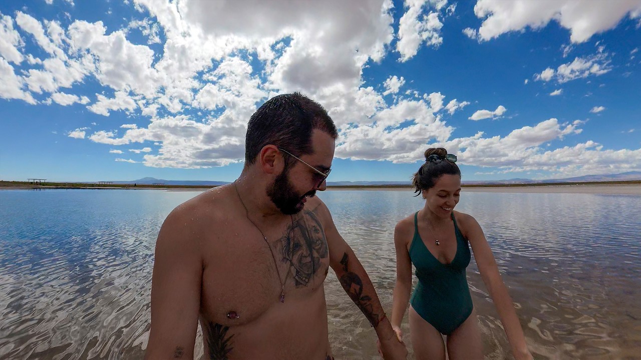 Entramos na lagoa de sal que não afunda