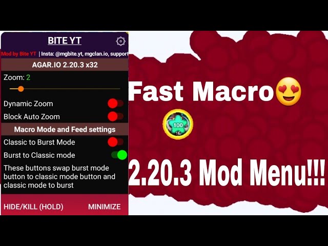 Agario 2.20.3, MACRO MOD MENU, Macro Button Tutorial, Classic and Burst, Without Root