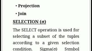 Selection and Projection operation