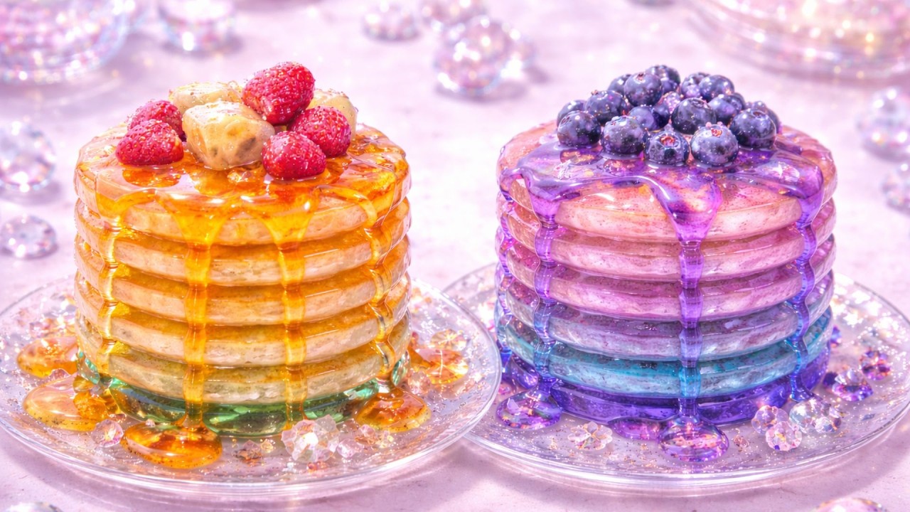 🥞💎 Which Glass Pancake Would You Cut First? 🔪 Ultra Satisfying ASMR