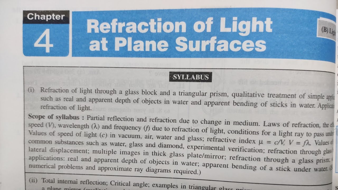 REFRACTION OF LIGHT AT PLANE SURFACES CLASS 10 ICSE EXERCISE 4 D PART 1