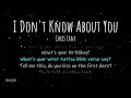 I Don't Know About You - Chris Lane (Realtime Lyrics)