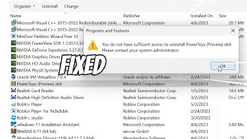 You Do Not Have Sufficient Access to Uninstall Programs, Contact Administrator [FIXED]