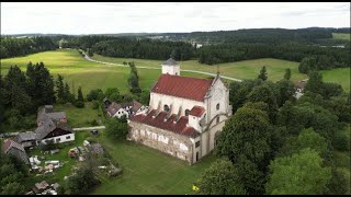 Church at Nová Bistřice from Drone (Cinematic)